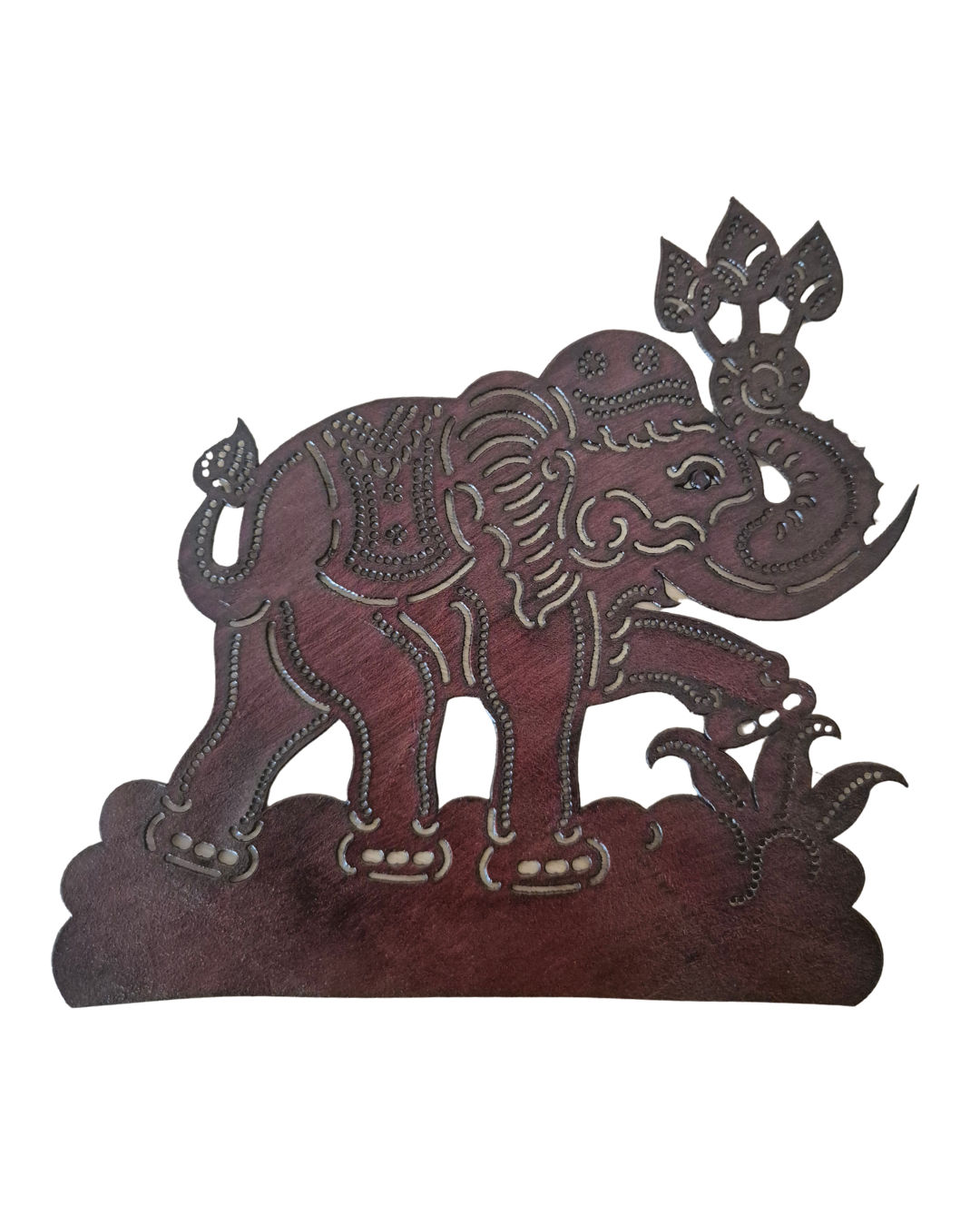 Eléphant avec fleurs - Petite marionnette d'ombre Cambodgienne "Roub Sbek"