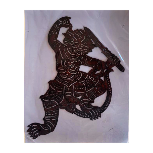 Illustration traditionnelle en cuir "roub sbek" - Hanuman avec épée