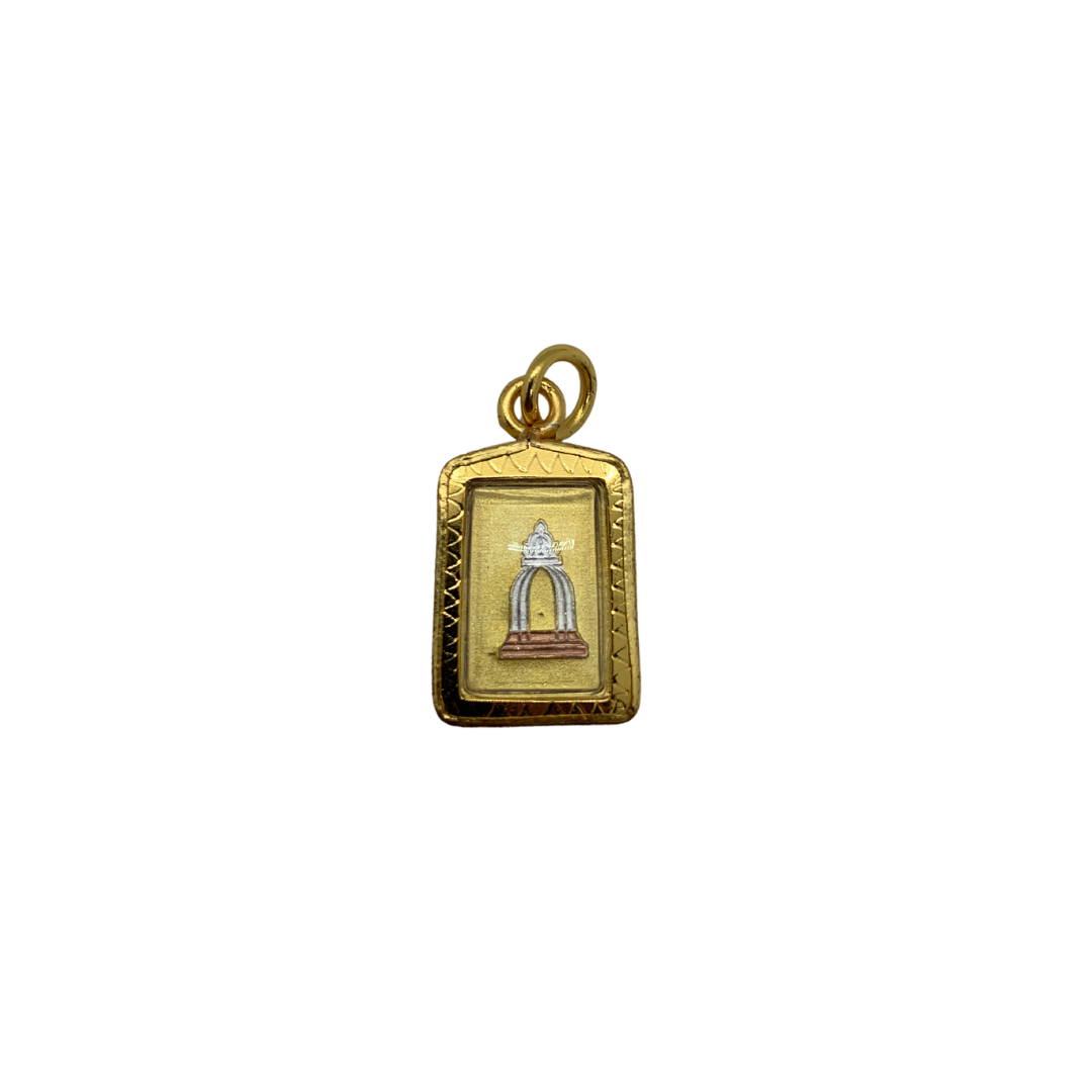 Petite amulette Thaï en verre Bouddha position Dhyani mudra couleur doré bronze et argent